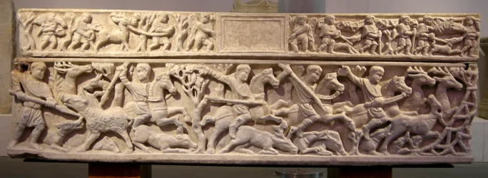 Sarcophage montrant une chasse